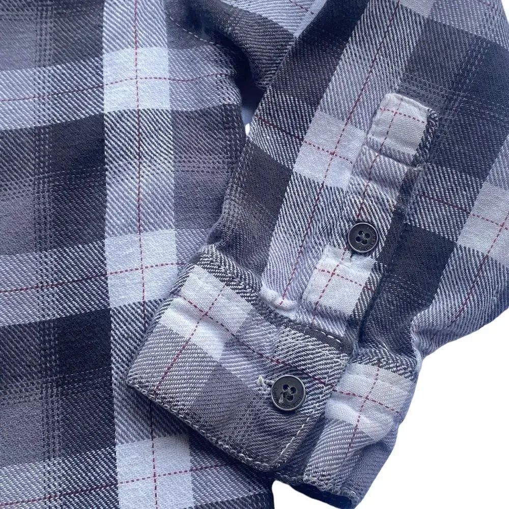 Calvin Klein Boys Long Sleeve Gray Plaid Button Down Shirt - Picture 4 of 6